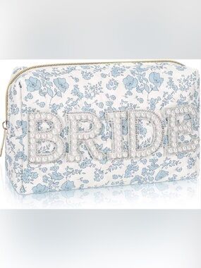 Bridal Floral Pearl-Embellished Pouch